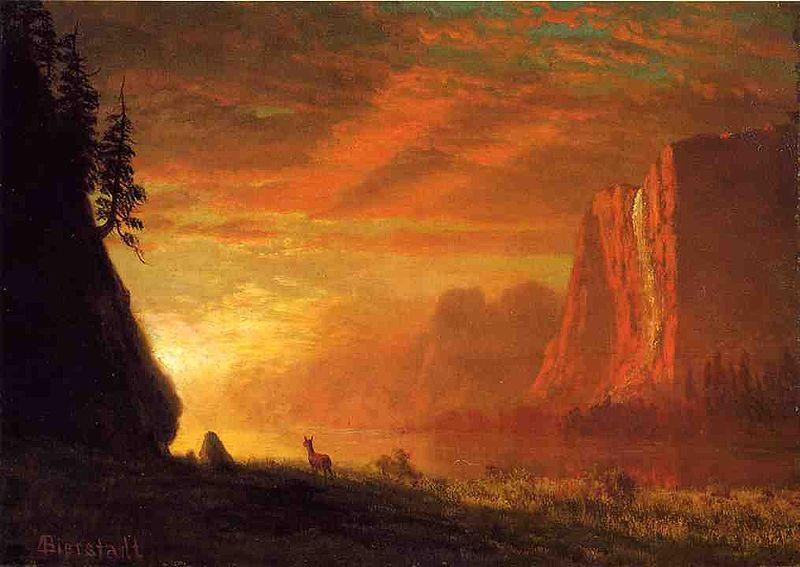 Albert Bierstadt Deer at Sunset Germany oil painting art